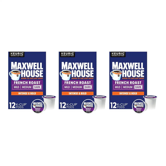 Maxwell House French Roast Dark Roast K-Cup Coffee Pods, 10 CT (Pack of 3)