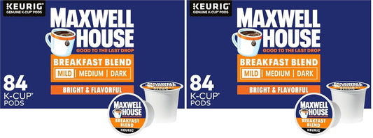 Maxwell House Breakfast Blend Mild Roast K-Cup Coffee Pods, 84 ct Box (Pack of 2)
