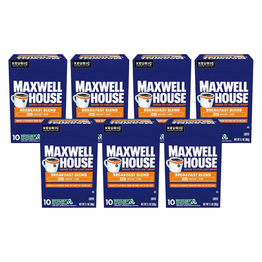 Maxwell House Breakfast Blend Mild Roast K-Cup Coffee Pods, 10 CT (Pack of 7)