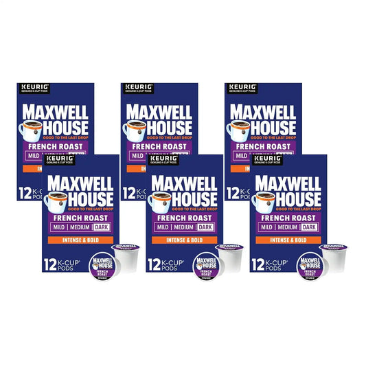 Maxwell House French Roast Dark Roast K-Cup Coffee Pods, 10 CT (Pack of 6)